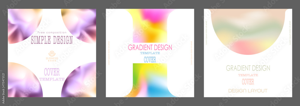 A set of backgrounds with a colorful gradient. Layout for the cover, brochure, catalog and creative design idea