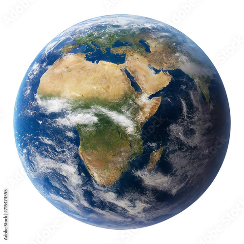 Earth from space, African continent, on a transparent background, png file