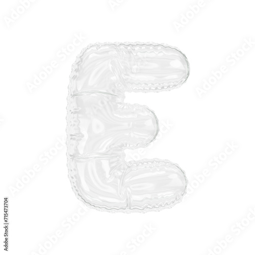 3d illustration transparent glass letter E