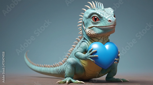 Iguana's Tender Heart in Chris LaBrooy's 3D Render AI GENERATED photo