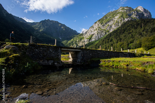 Summer in Uelhs Deth Joeu waterfall, Val D Aran, Spain photo