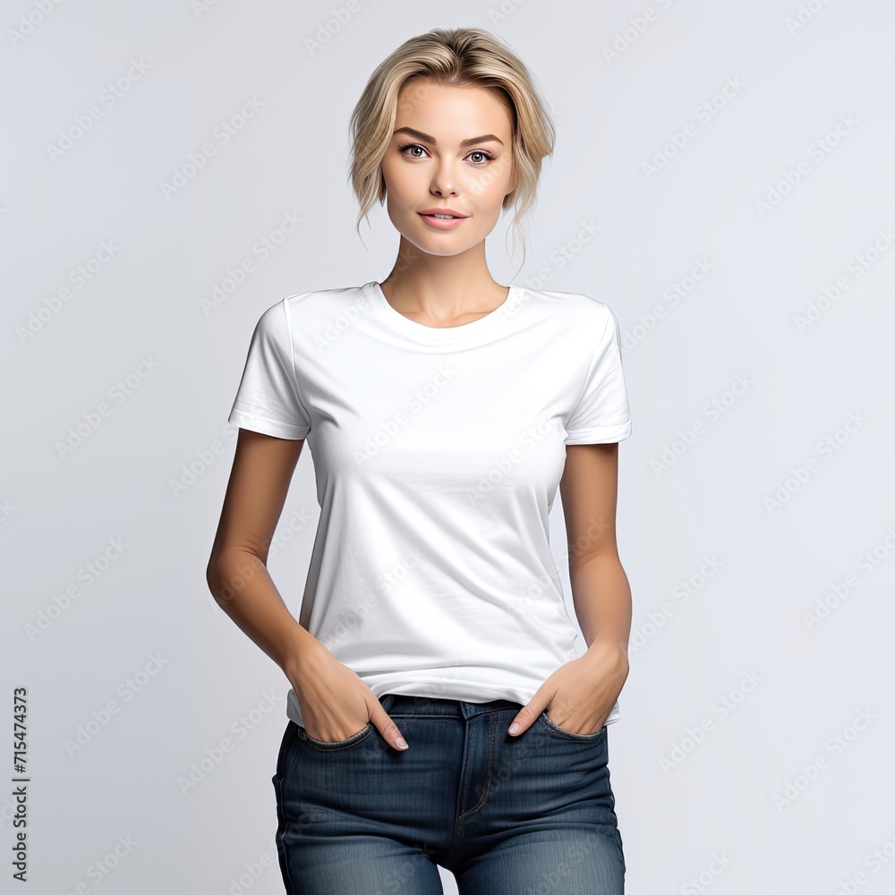 Model Wearing White Blank tshirt Mockup Concept Model Wearing White Blank tshirt Mockup Concept