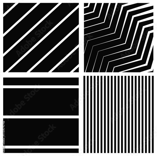 Seamless stripes pattern background collection, Vector line pattern background, Simple design in black and white vector set	