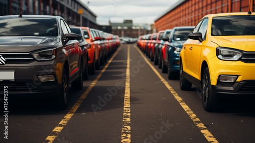 samochody zaparkowane w rzędzie na parkingu zewnętrznym