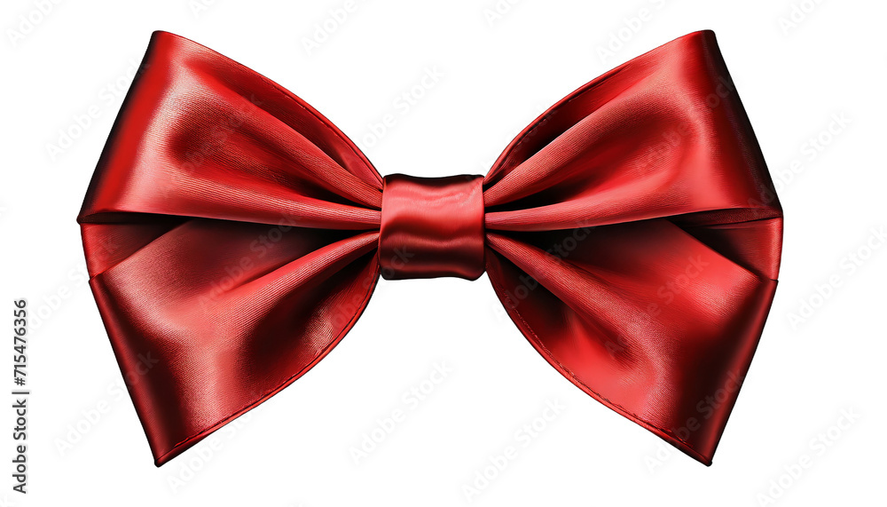 Realistic red bow tie isolated on transparent background.