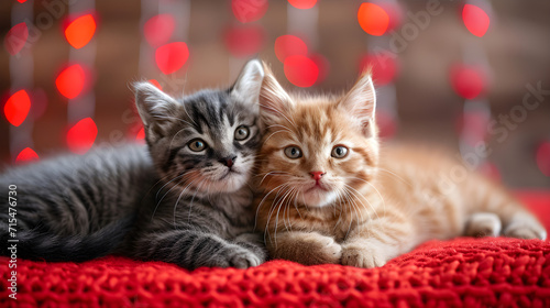 Cute two cats on Valentine's Day