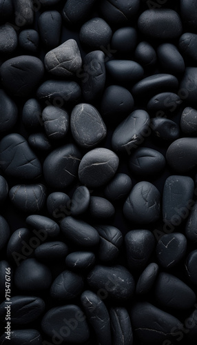 Abstract black matte stones texture background