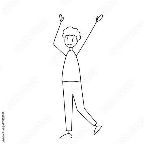 man rejoices simple figures, on a white background vector