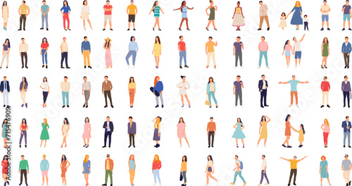 set of people in flat style, vector