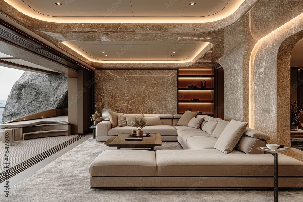 Fototapeta premium modern minimalist living room with a set of sofa decoration style inspiration ideas