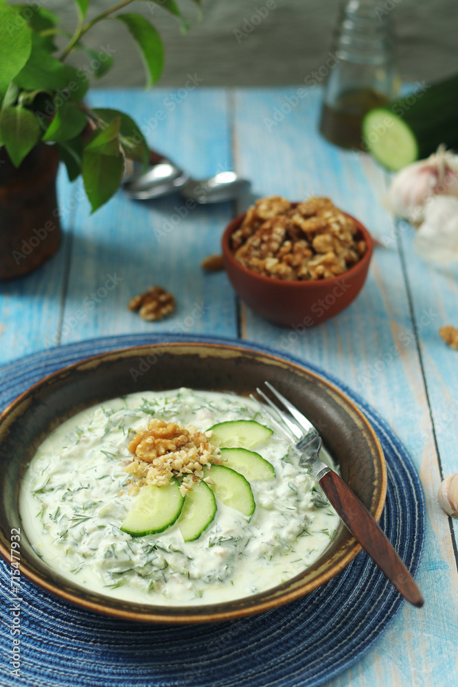 A traditional dish of Bulgarian cuisine - Snezhanka salad A traditional dish of Bulgarian cuisine - Snezhanka salad