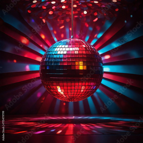 disco ball with disco lights music  light  disco  ball night  ,Ai generated 