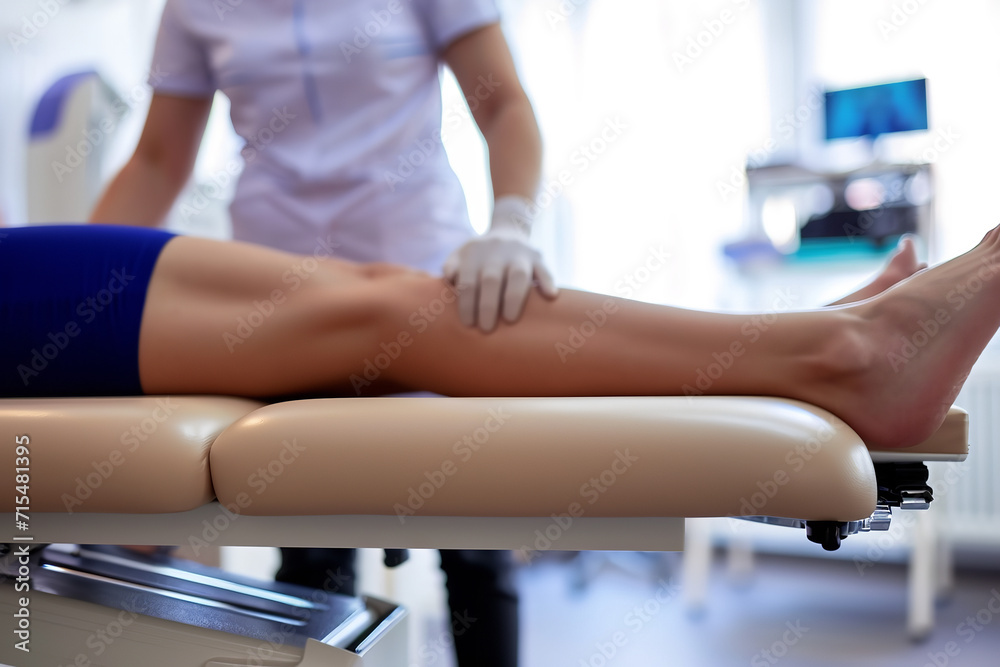 Osteopathy therapy room with a patient lying on a treatment table in a relaxing ambiance - osteopath preparing for a gentle session. Osteopathy therapy room with a patient lying on a treatment table in a relaxing ambiance - osteopath preparing for a gentle session.
