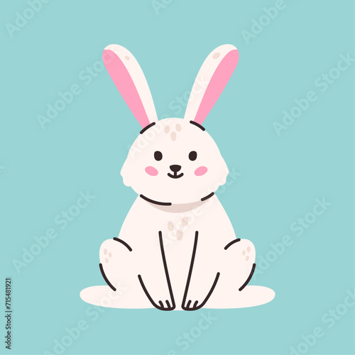 Cute Easter bunny sitting, vector illustration