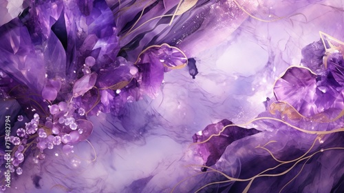 A gleaming amethyst gemstone background with purple hues and exquisite patterns, perfect for adding a touch of mystique to digital designs - Generative AI