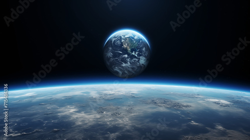 Stunning, beautiful view of the Earth from the cosmic surface of the planet.