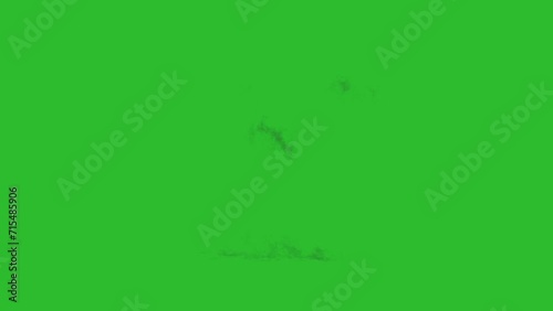 Artillery explosion on green screen and black background with alpha channel 