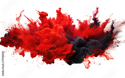 Bold Fusion Black and Red Colors Explode on Transparent or clear Background PNG