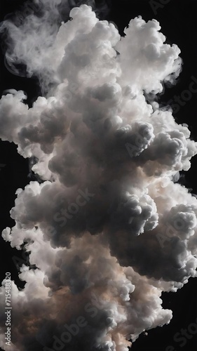 White smoke fragments on black background