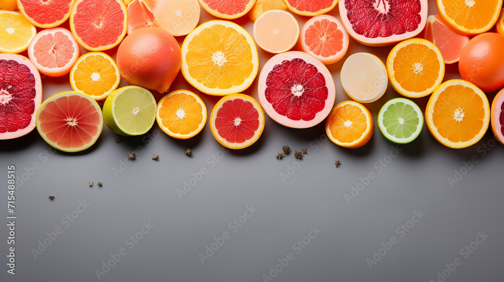 top view of orange grapefour and lemon citrus fruits with herbs on dark background top view of orange grapefour and lemon citrus fruits with herbs on dark background
