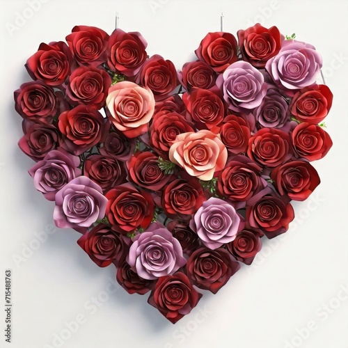 Heart shape created from vibrant red rose petals  symbol of love and romance  Valentine s Day concept  floral heart  beauty in nature  romantic gesture  petal arrangement  isolated on white backgroun