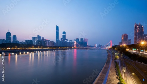 guangzhou panorama in nightfall