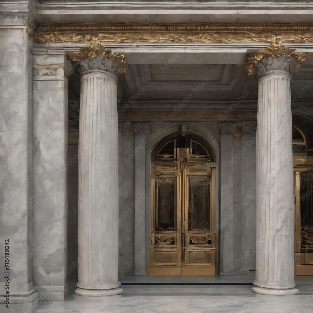 Grey marble column details on building