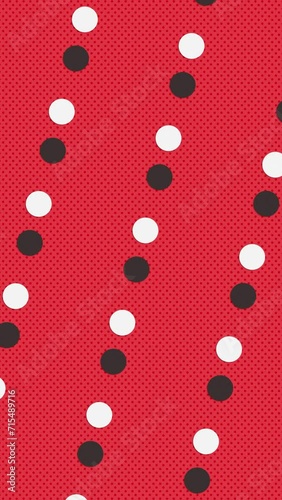 2 circles rotating back and forth in loop animation over duotone red color background. Abstract flat animated pattern motion graphics background.