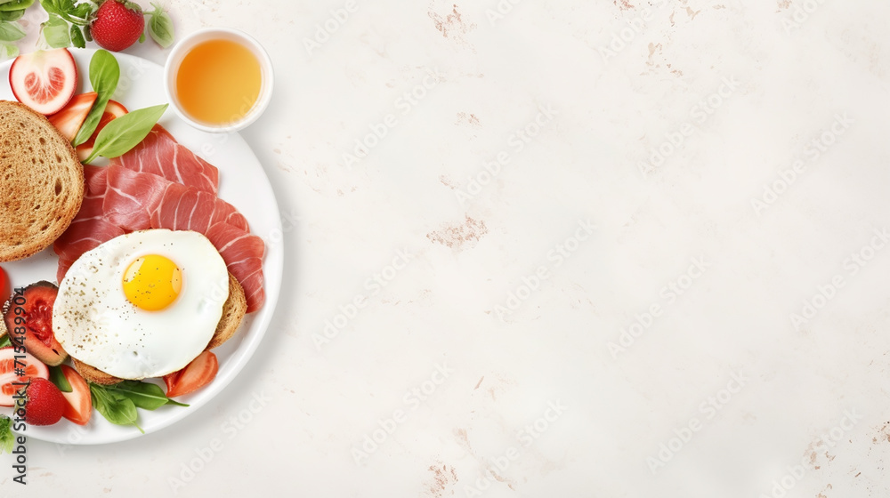 Valentine's day breakfast concept. Sandwich with croissant, bagel, cream cheese and fried eggs hearts on a white plate. Valentine's day breakfast concept. Sandwich with croissant, bagel, cream cheese and fried eggs hearts on a white plate.