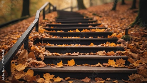 Garden steps in fall photo