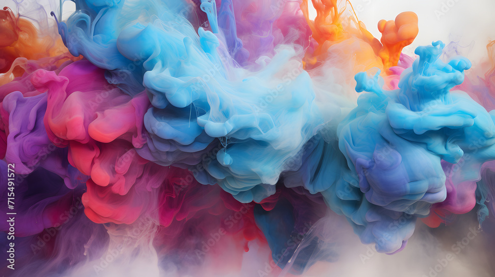 a dazzling explosion of color from colorful smoke, creates an abstract background that is alluring and full of dynamics.