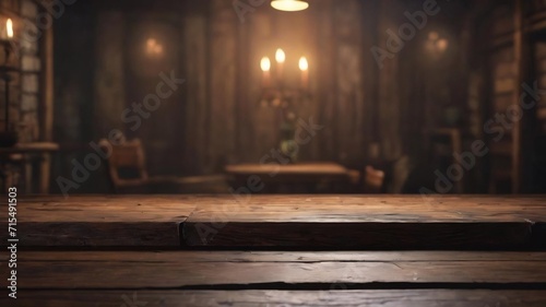 3d grunge background with dark wooden table