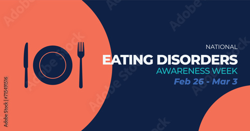 National Eating Disorders Awareness Week (NEDAW) banner. Observed in February and March each year. photo