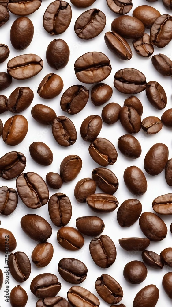 Obraz premium Coffee beans levitate on a white background