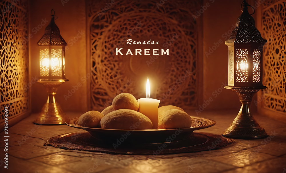 Ramadan Kareem's greeting card, Ai generated Ramadan Kareem background, Generative AI	