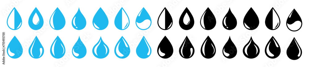 Water drops icon collection.icons of droplet shapes set. Water symbols.Vector Water drops icon collection.icons of droplet shapes set. Water symbols.Vector