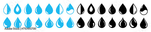  Water drops icon collection.icons of droplet shapes set. Water symbols.Vector