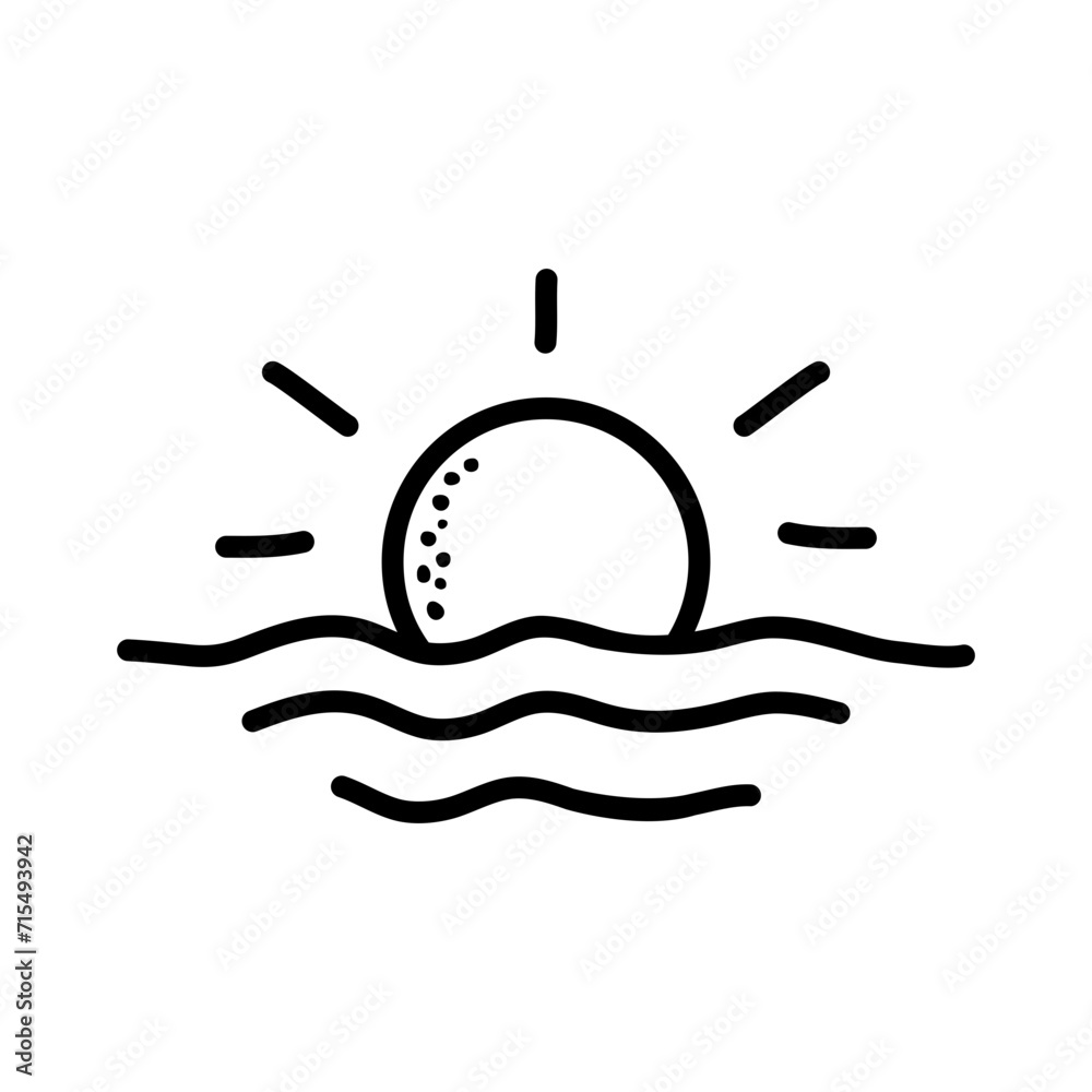 Sunset in hand-drawn style. Sunrise in hand-drawn style Sunset in hand-drawn style. Sunrise in hand-drawn style