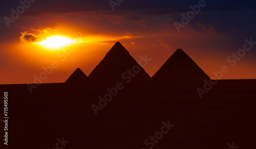 Giza Pyramid Complex at amazing sunset - Cairo, Egypt © muratart
