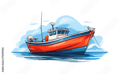 Fishing boat vector illustration isolated