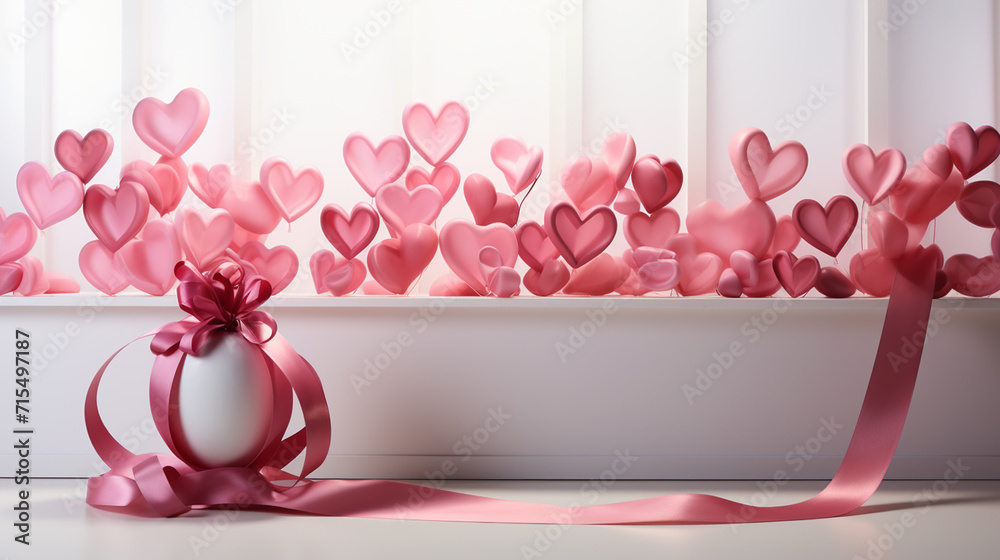 Ribbon in shape of heart with gift boxes and rose flowers. Happy Valentines day, Mothers day, birthday concept. Romantic flat lay composition. Ribbon in shape of heart with gift boxes and rose flowers. Happy Valentines day, Mothers day, birthday concept. Romantic flat lay composition.