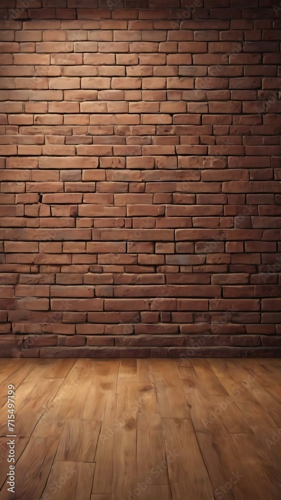 Fototapeta premium Room made of brick wall and wooden floor