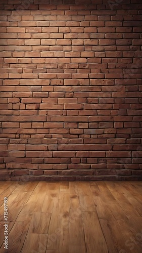 Room made of brick wall and wooden floor