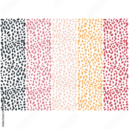 Set of colorful leopard skin backgrounds. Animal print texture.