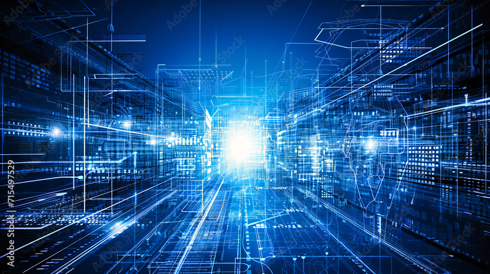 Futuristic Tech Concept: An abstract representation of futuristic technology with glowing blue elements Futuristic Tech Concept: An abstract representation of futuristic technology with glowing blue elements