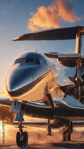 Airplane at sunset