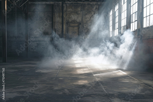 Atmospheric Industrial Loft with Sunrays and Dust, Urban Scene for High-End Product Placement