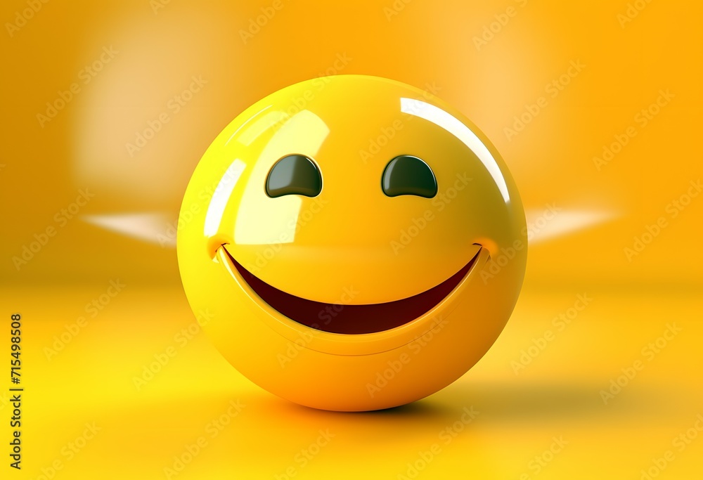 A cheerful yellow smiley face emoticon representing the joy and positivity A cheerful yellow smiley face emoticon representing the joy and positivity