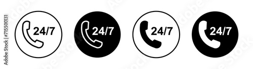 24 7 Emergency call services vector line icon illustration. photo