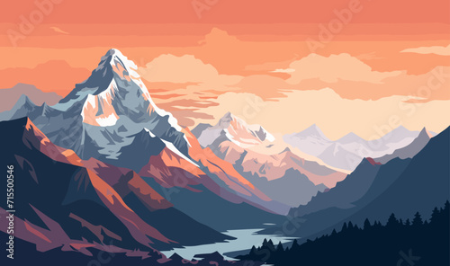 Himalayas vector flat minimalistic isolated vector style illustration